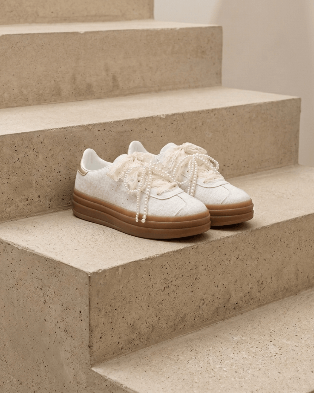 BASKETS LACETS PERLES LILA