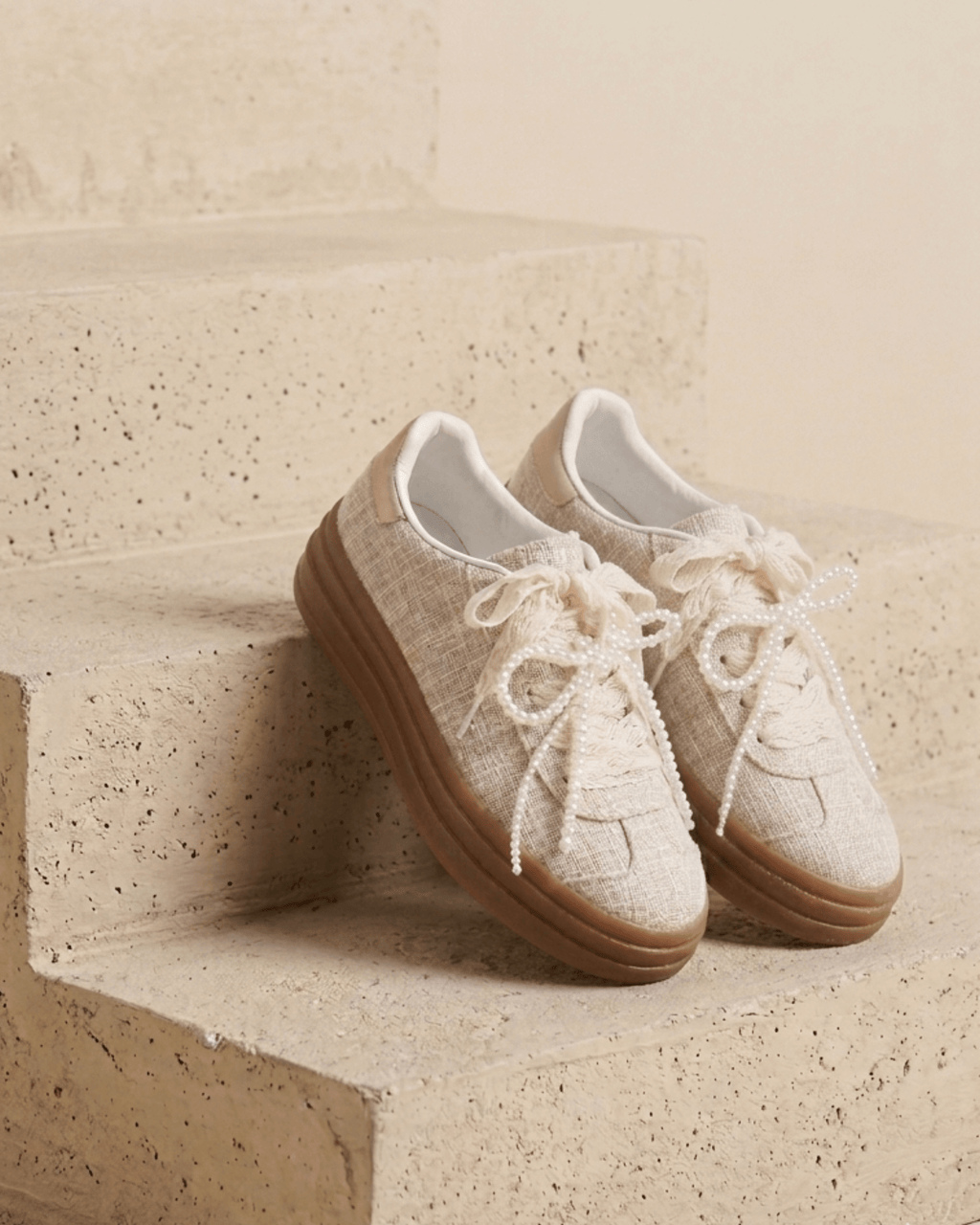 BASKETS LACETS PERLES LILA