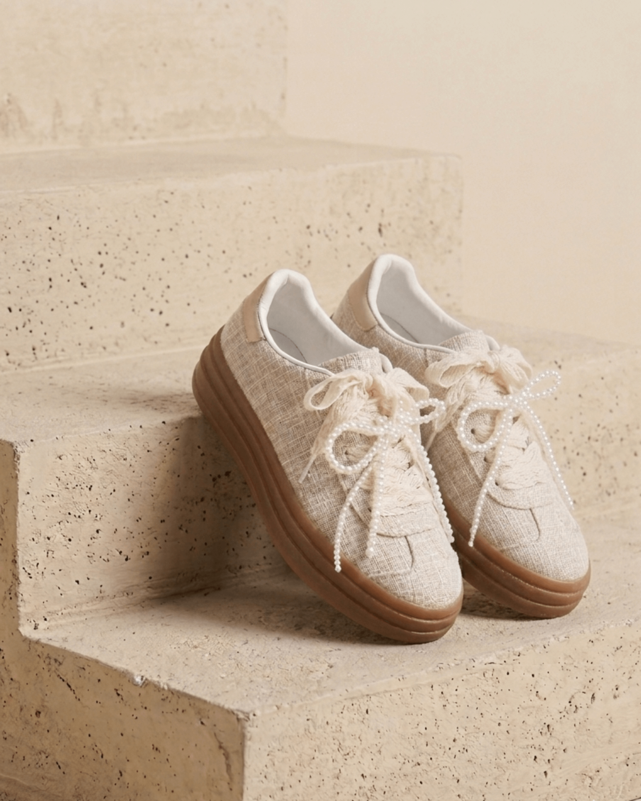 BASKETS LACETS PERLES LILA