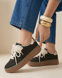 BASKETS LACETS PERLES LILA