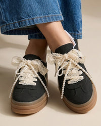 BASKETS LACETS PERLES LILA