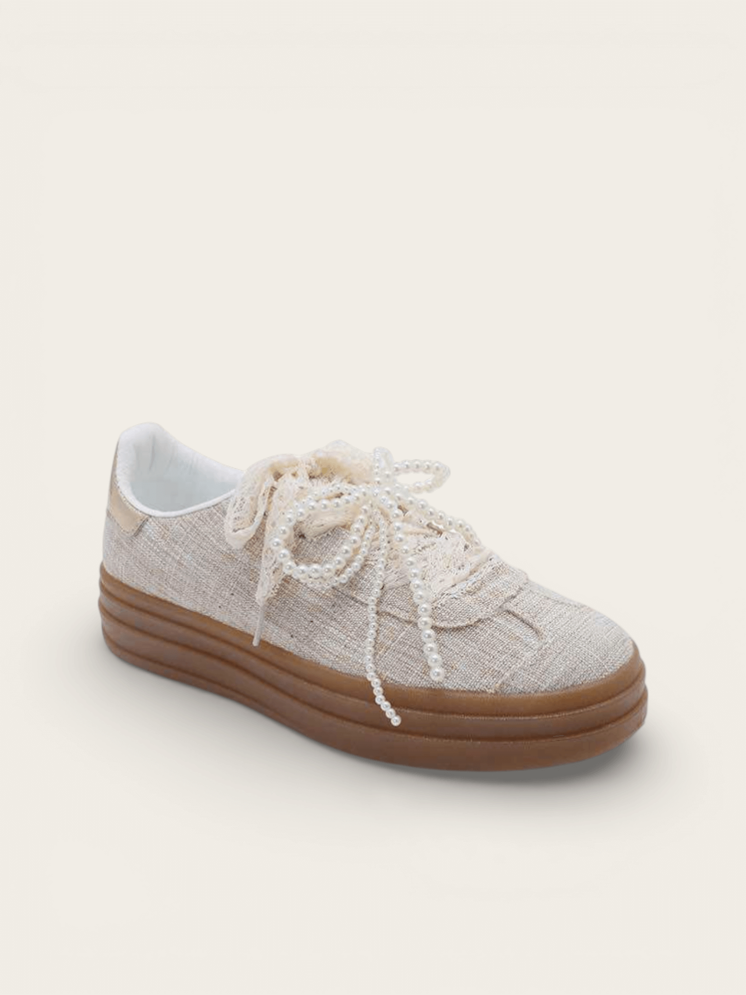 BASKETS LACETS PERLES LILA