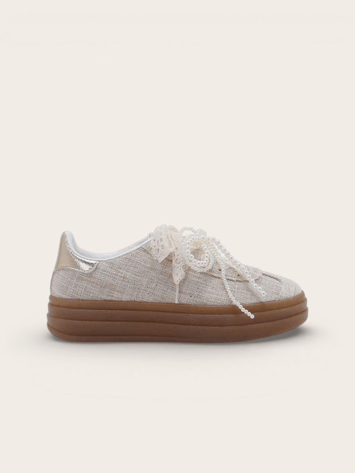 BASKETS LACETS PERLES LILA