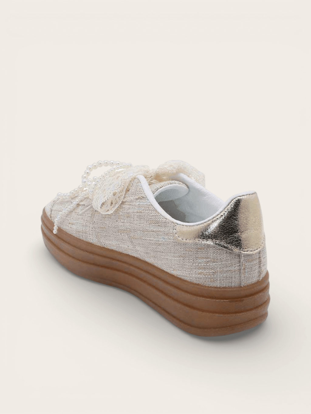 BASKETS LACETS PERLES LILA