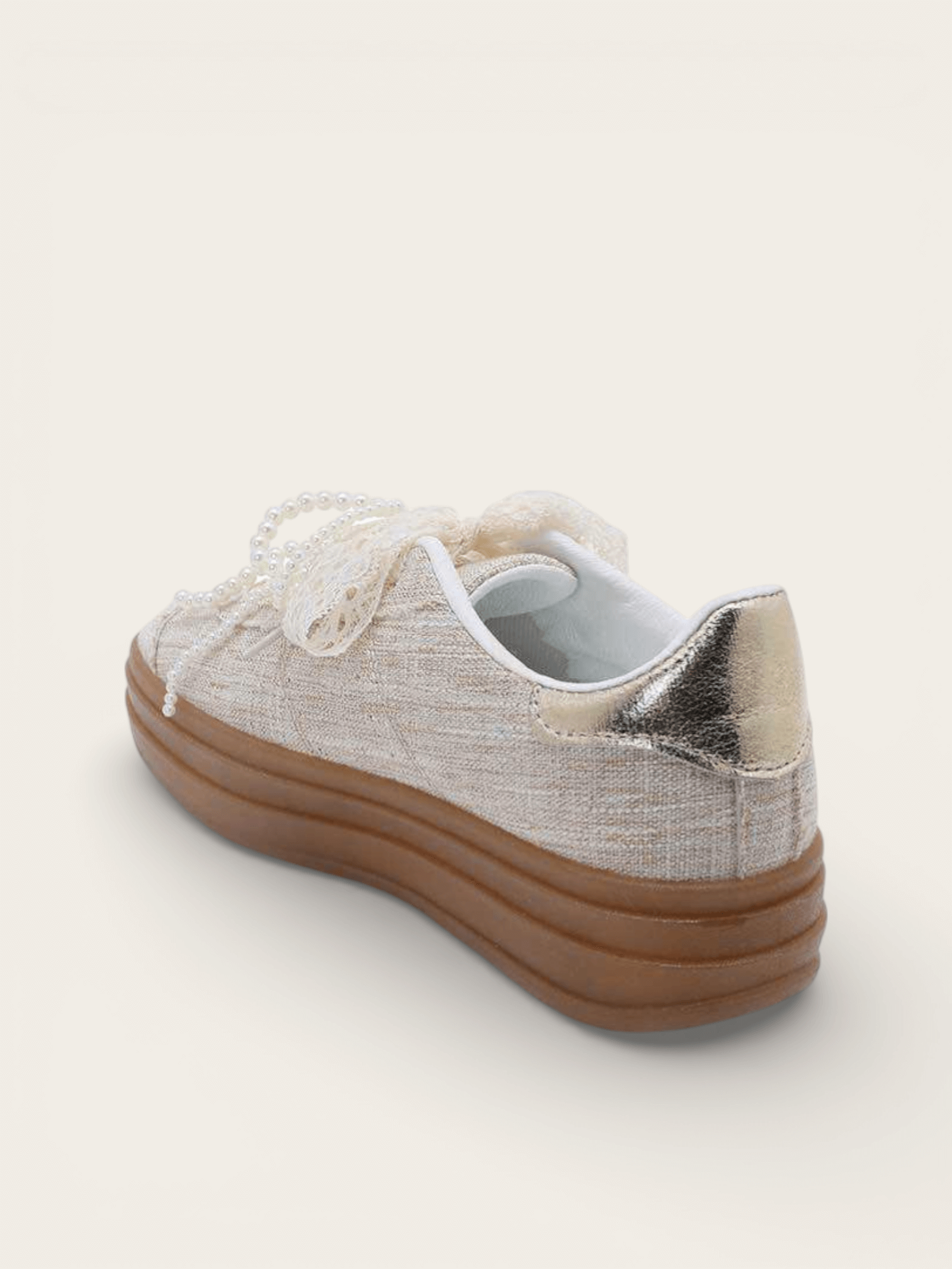 BASKETS LACETS PERLES LILA