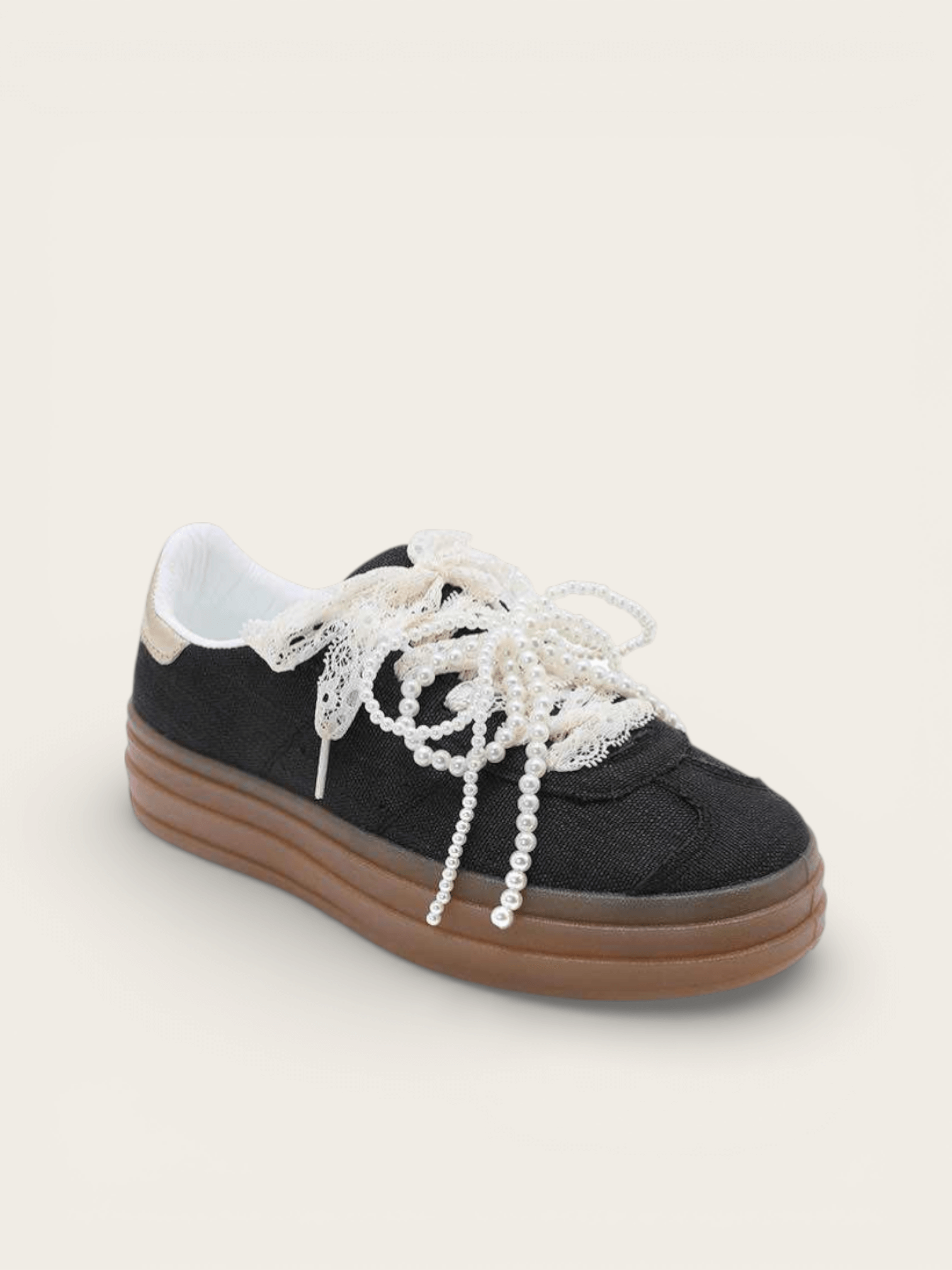 BASKETS LACETS PERLES LILA