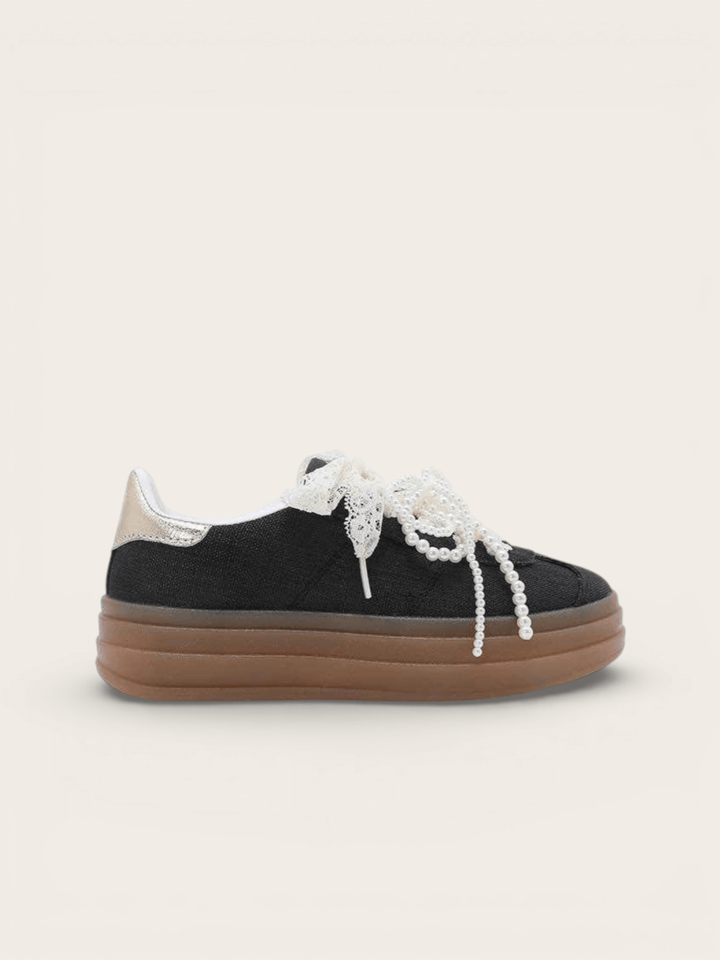 BASKETS LACETS PERLES LILA