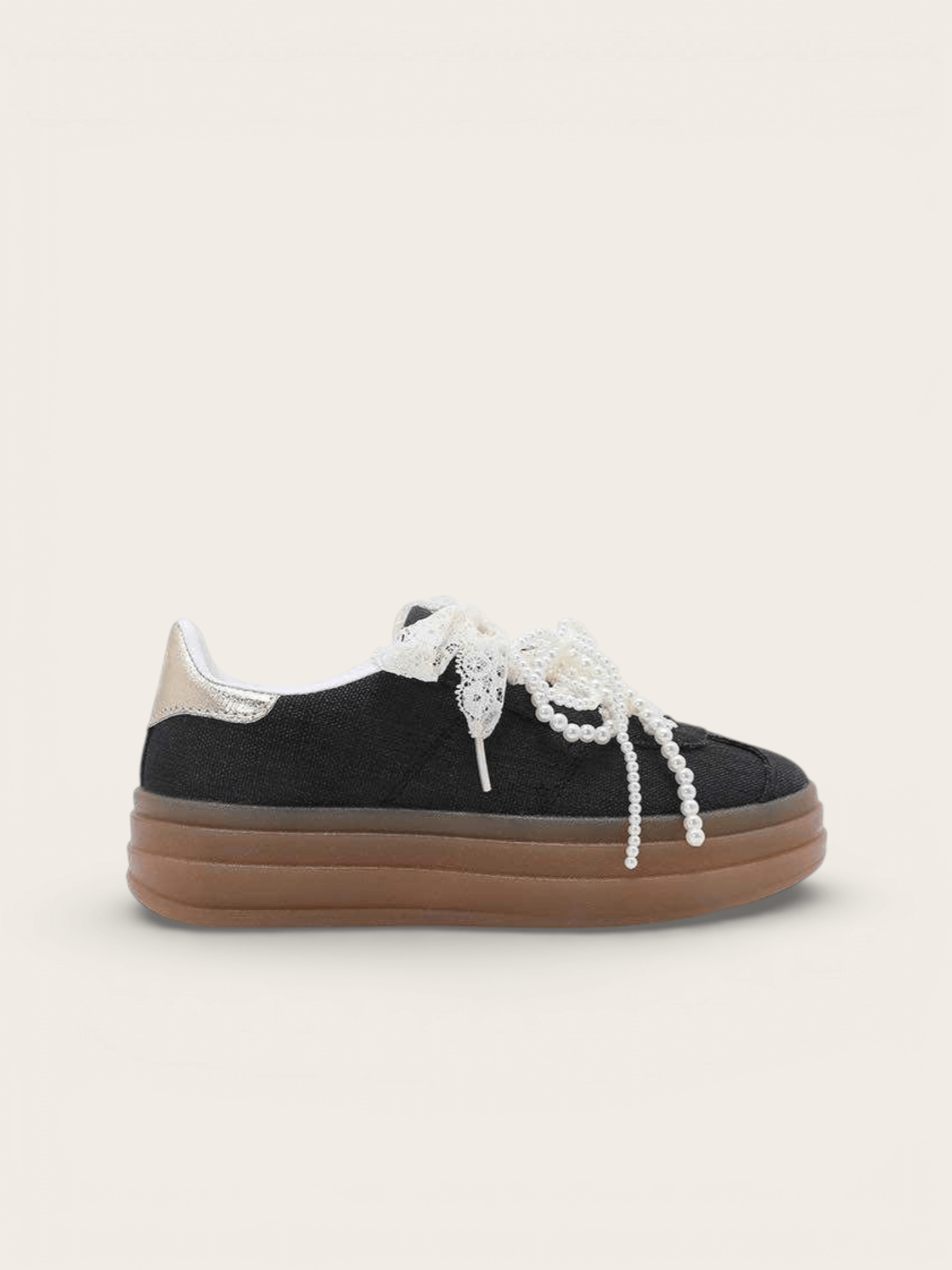 BASKETS LACETS PERLES LILA