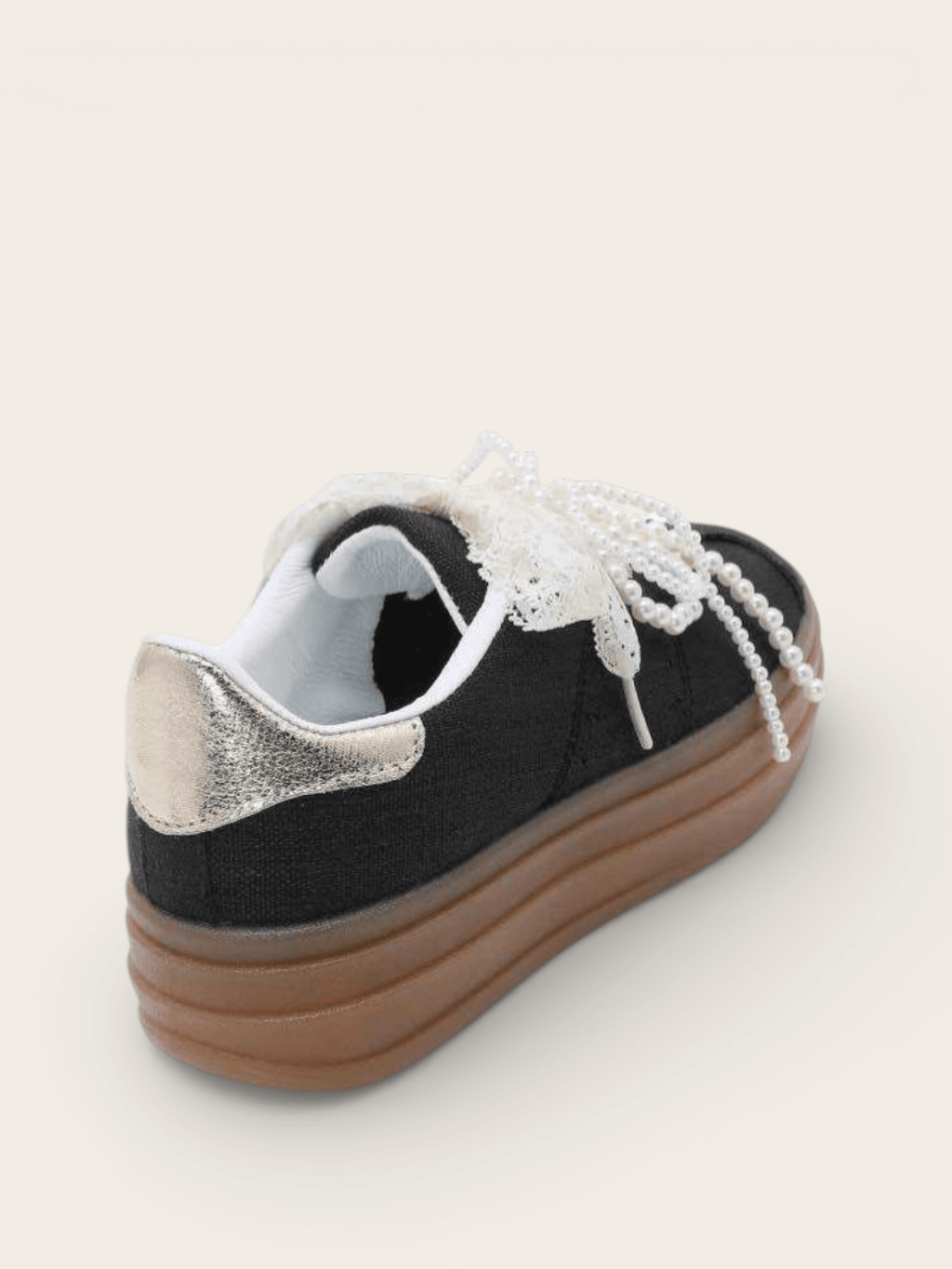 BASKETS LACETS PERLES LILA