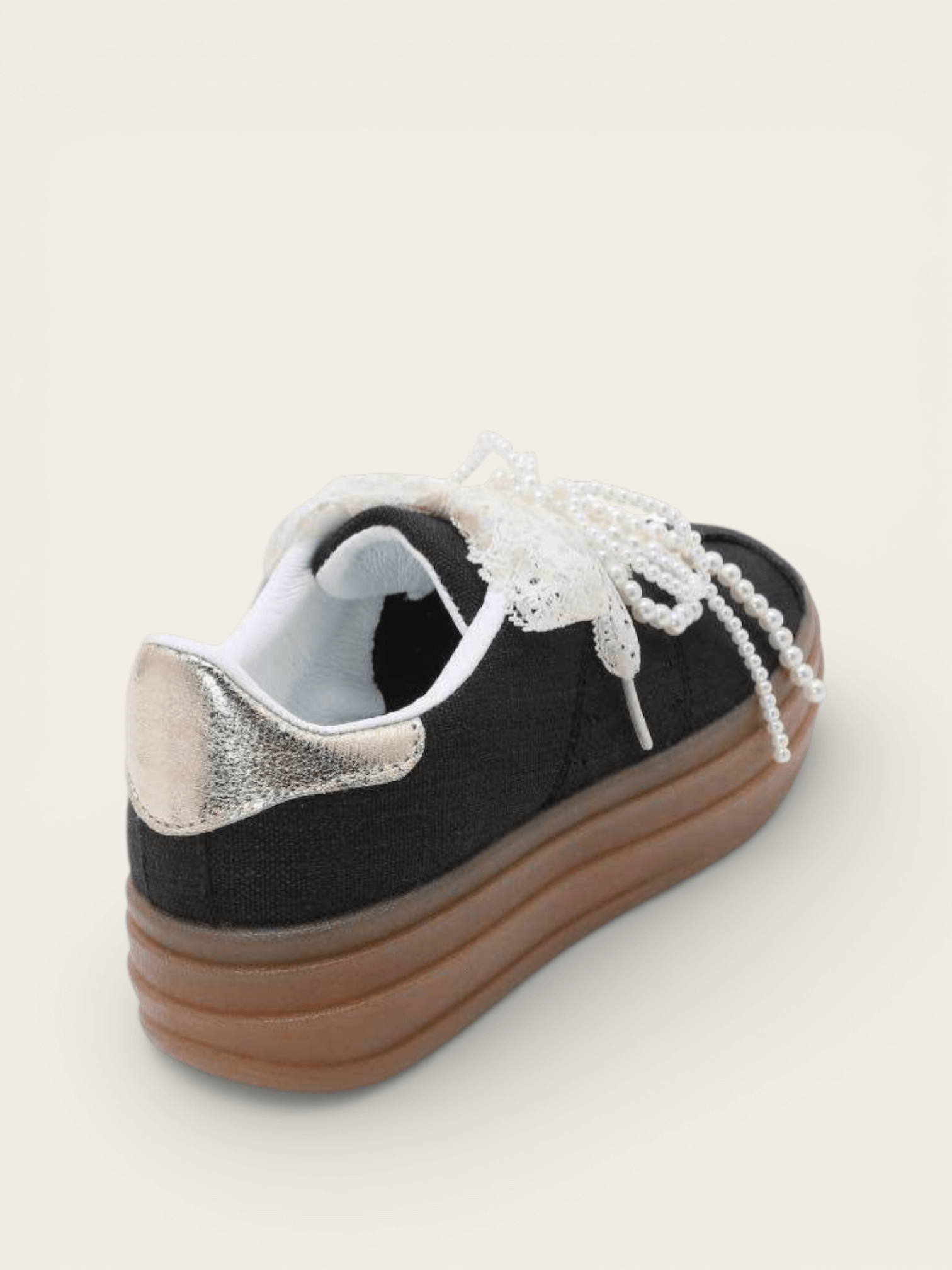 BASKETS LACETS PERLES LILA