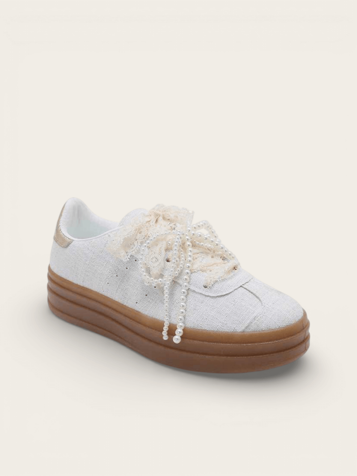 BASKETS LACETS PERLES LILA