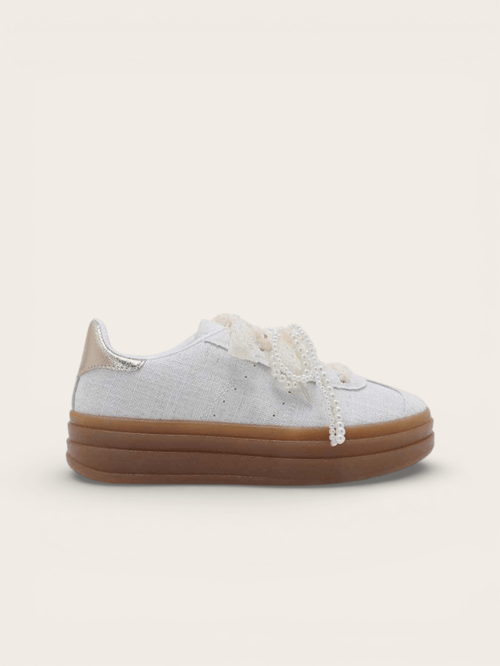 BASKETS LACETS PERLES LILA